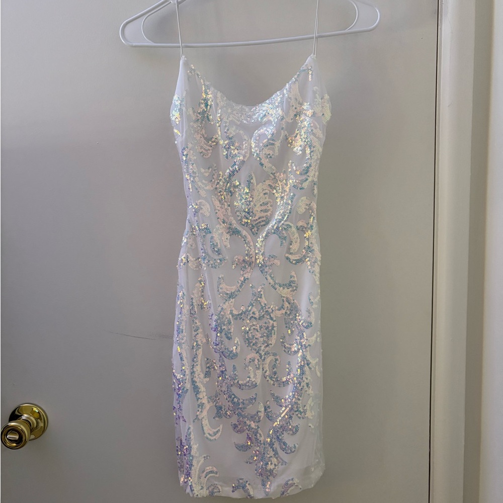 B Darlin Iridescent Sequin Mini Dress